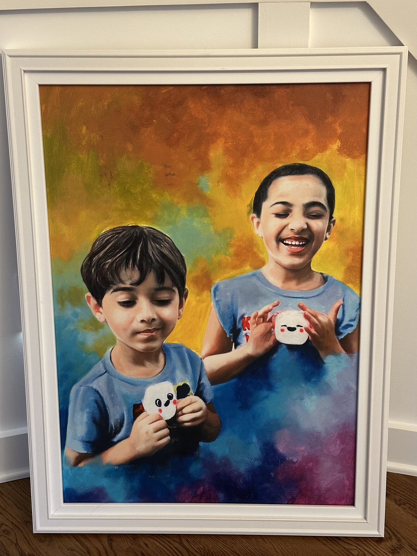 Framed painting hanging on a wall